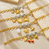 Retro Fashion Cherry Oil Drop Pendant Stainless Steel Bracelet With Animal Fruit Zodiac Pattern Electroplating For Women