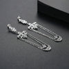 Retro Fashion Copper Geometric Chain Tassel Earrings With Inlaid Zircon For Women