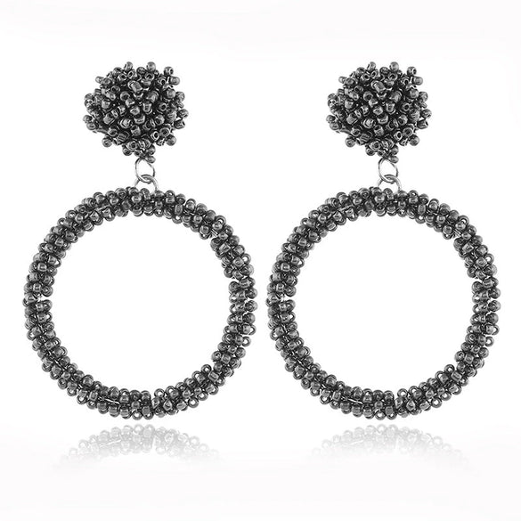Retro Fashion Handmade Beaded Acrylic And Wood Earrings With Elegant Temperament Design For Women Wholesale