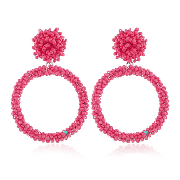 Retro Fashion Handmade Beaded Acrylic And Wood Earrings With Elegant Temperament Design For Women Wholesale