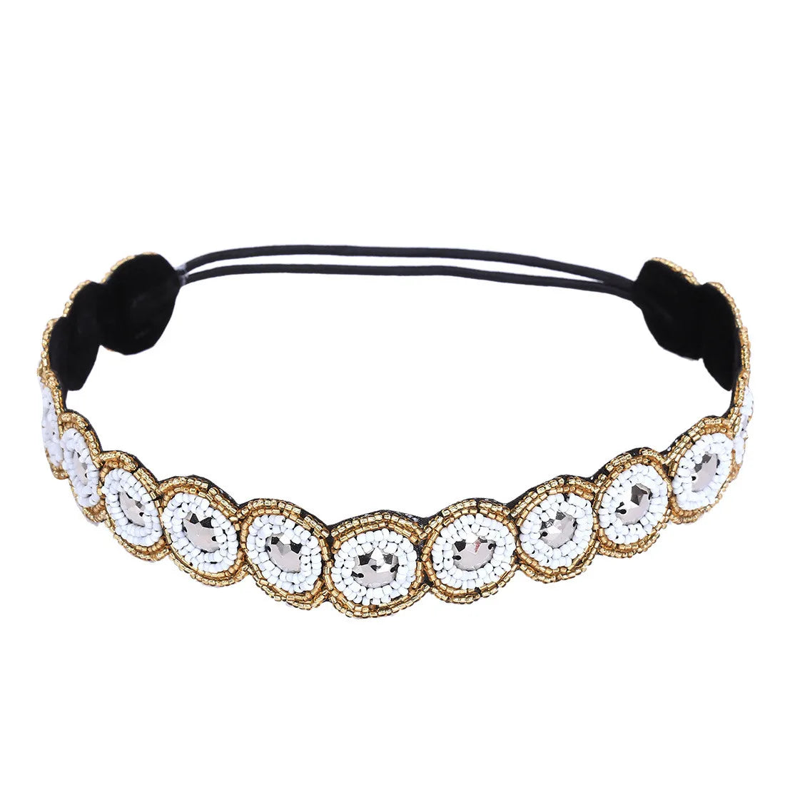 Retro Fashion Heart Shape Beaded Inlay Artificial Rhinestones Glass Hair Band