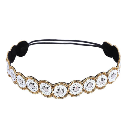 Retro Fashion Heart Shape Beaded Inlay Artificial Rhinestones Glass Hair Band