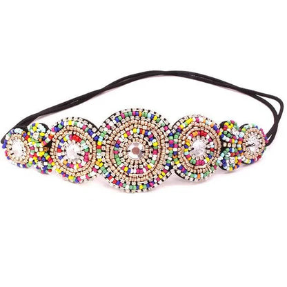 Retro Fashion Heart Shape Beaded Inlay Artificial Rhinestones Glass Hair Band