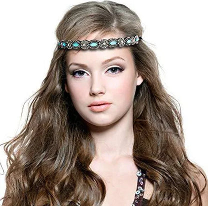 Retro Fashion Heart Shape Beaded Inlay Artificial Rhinestones Glass Hair Band