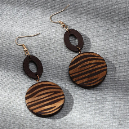 Geometric Wood No Inlaid Earrings