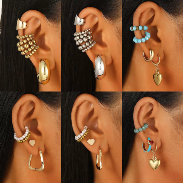 Retro Fashion Niche Ear Stud Ear Buckle Ear Clip For Women Alloy Material Drop Shape Electroplating Treatment