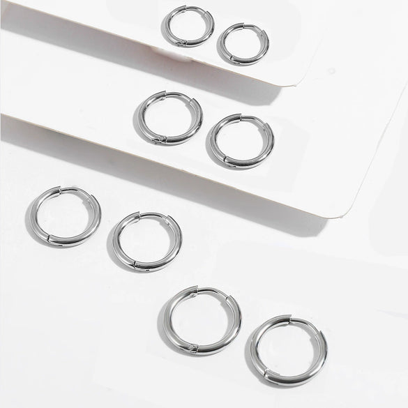 Retro Fashion Simple Geometric Round Hoop Earring Electroplating Unisex