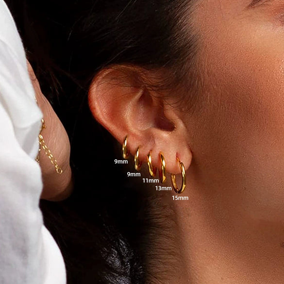 Retro Fashion Simple Geometric Round Hoop Earring Electroplating Unisex