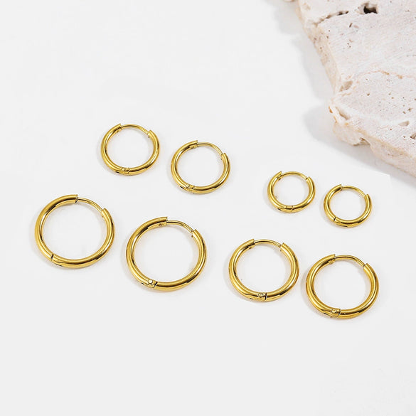 Retro Fashion Simple Geometric Round Hoop Earring Electroplating Unisex
