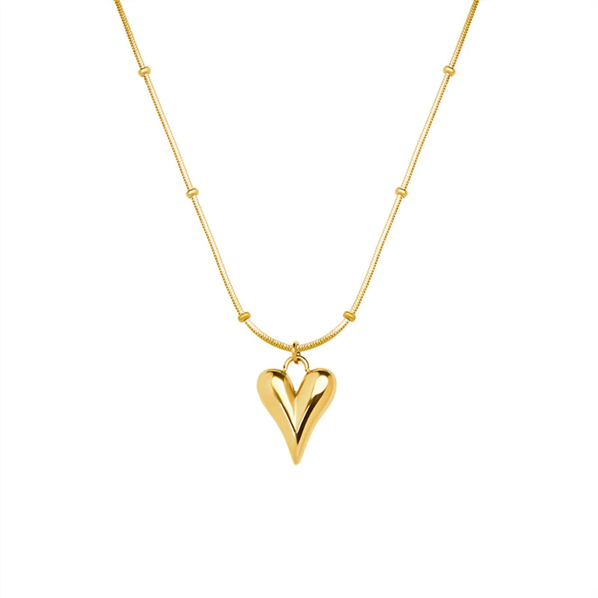 Retro Fashion Simple Heart-shape Necklace Titanium Steel Necklace