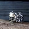 Retro Fashion Skull Flower Finger Ring Electroplated Metal Statement Jewelry For Unisex Wear