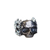 Retro Fashion Skull Flower Finger Ring Electroplated Metal Statement Jewelry For Unisex Wear