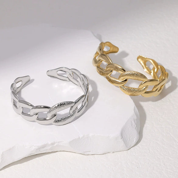 Retro Fashion Stainless Steel Chainshaped Cshaped Electroplated Bracelet