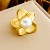Retro Fashion Stainless Steel Gemstone Ring Plated With Gold Geometric Pattern For Women