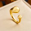 Retro Fashion Stainless Steel Gemstone Ring Plated With Gold Geometric Pattern For Women