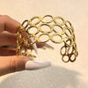 Retro Fashion Stainless Steel Hydraulic Bracelet With 18K Gold Plated Electroplating Opening Niche Design Cut Out