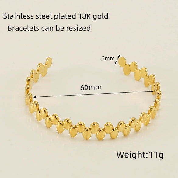 Retro Fashion 316L Stainless Steel Open Cshaped Women's Bracelet With Electroplating Treatment