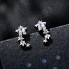 Retro Fashion Women's Copper Star Earrings With Plaid Acrylic Blue Embroidery And Zircon Inlay