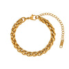 Retro Fashion Women's Stainless Steel Bracelet Jewelry With Gold Plated 6Mm Flower Basket Chain And Geometric Design By Electroplating