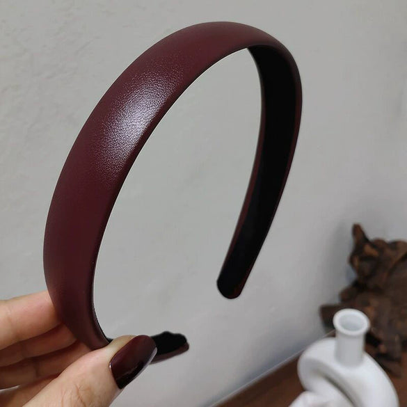 Retro Fashionable Pu Leather Handmade Headband Elegant Fashion Hair Accessory For Women
