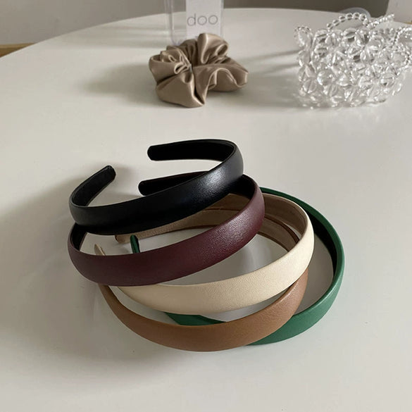 Retro Fashionable Pu Leather Handmade Headband Elegant Fashion Hair Accessory For Women