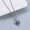 Retro Fatima Hand Peach Heart Round Alloy Pendant Full Diamond Electroplated Necklace With Devil's Eye Design