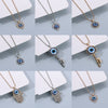 Retro Fatima Hand Peach Heart Round Alloy Pendant Full Diamond Electroplated Necklace With Devil's Eye Design