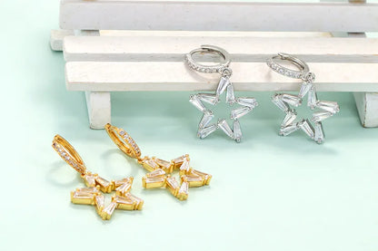 Retro Five-Pointed Star Hollow Earrings Wholesale Nihaojewelry