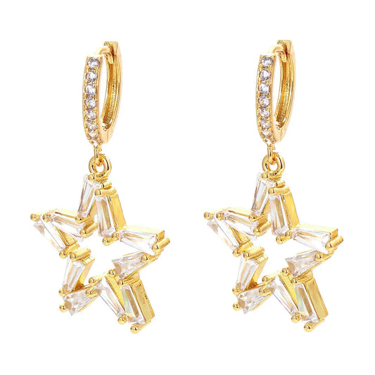 Retro Five-Pointed Star Hollow Earrings Wholesale Nihaojewelry