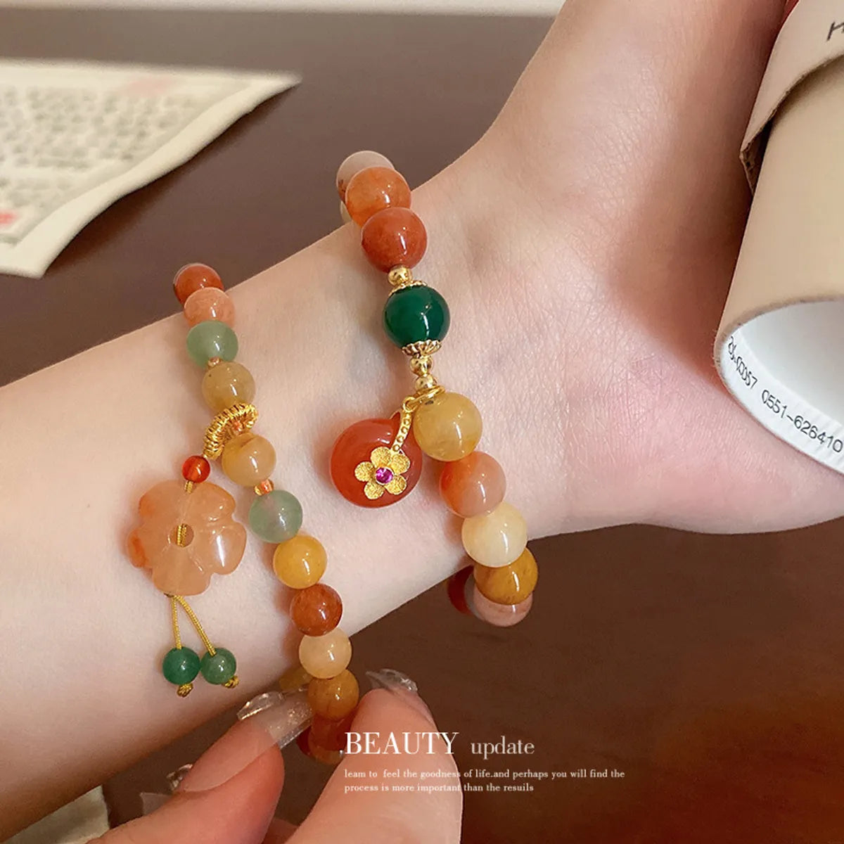 Retro Flower Agate Women'S Bracelets