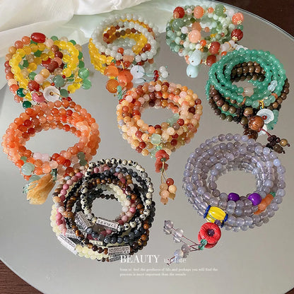 Retro Flower Agate Women'S Bracelets