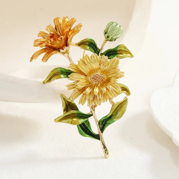 Retro Flower Alloy Enamel Women'S Brooches
