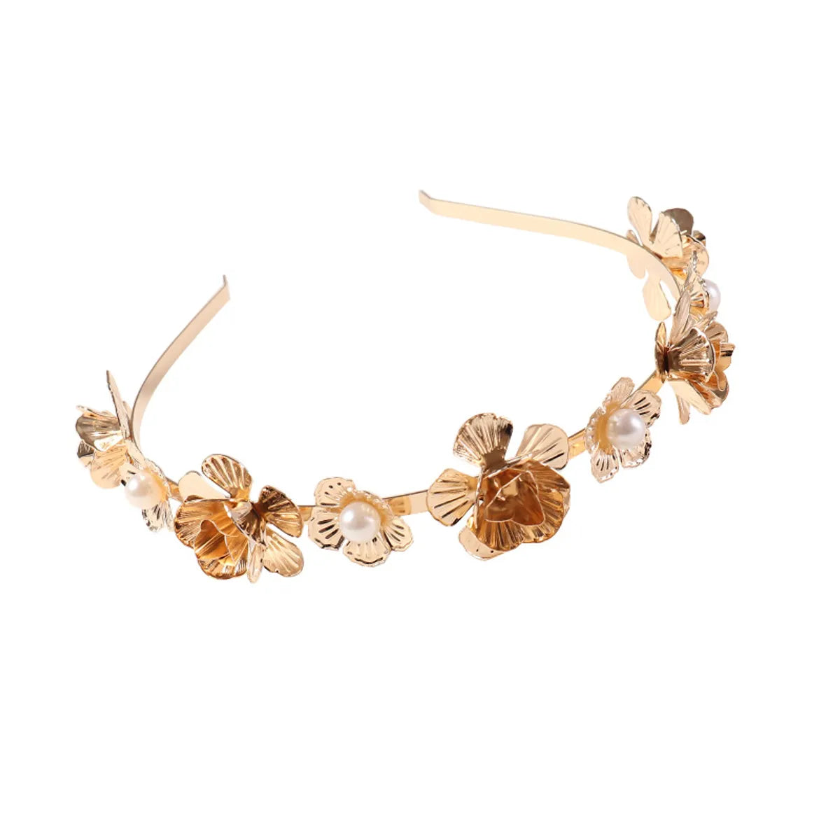 Retro Flower Alloy Handmade Artificial Pearls Hair Band