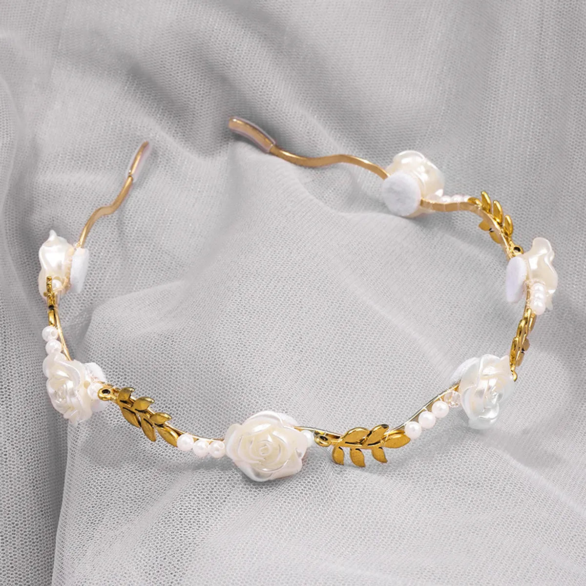 Retro Flower Alloy Handmade Artificial Pearls Hair Band