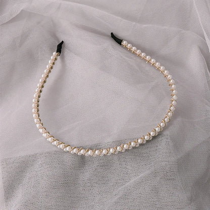 Retro Flower Alloy Handmade Artificial Pearls Hair Band