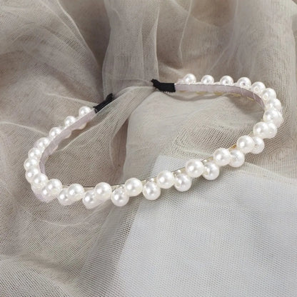 Retro Flower Alloy Handmade Artificial Pearls Hair Band