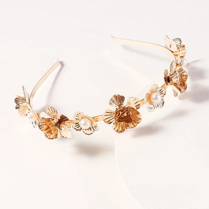 Retro Flower Alloy Handmade Artificial Pearls Hair Band