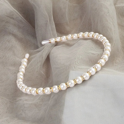 Retro Flower Alloy Handmade Artificial Pearls Hair Band