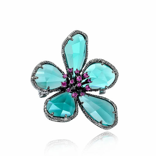 Retro Flower Alloy Inlay Artificial Crystal Rhinestones Women'S Brooches