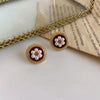 Retro Flower Alloy Inlay Artificial Pearls Ear Studs