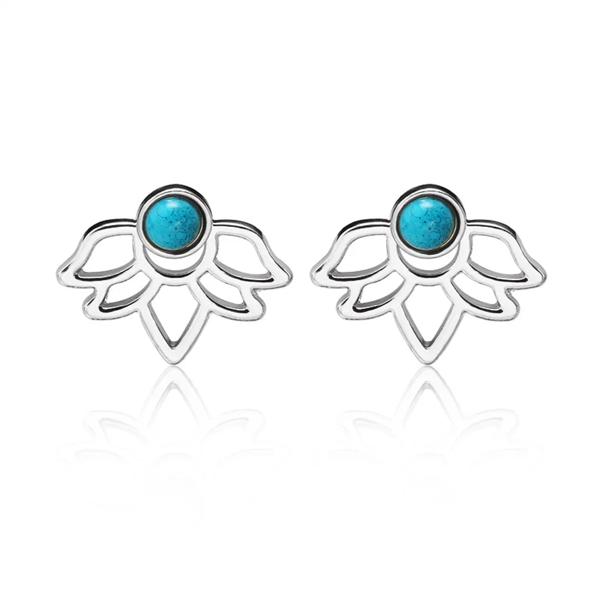 Retro Flower Alloy Inlay Turquoise Women'S Ear Studs