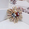 Retro Flower Alloy Plating Inlay Artificial Gemstones Women'S Brooches