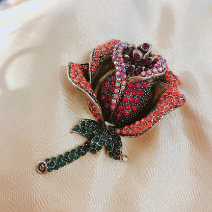 Retro Flower Alloy Plating Inlay Rhinestones Women'S Brooches