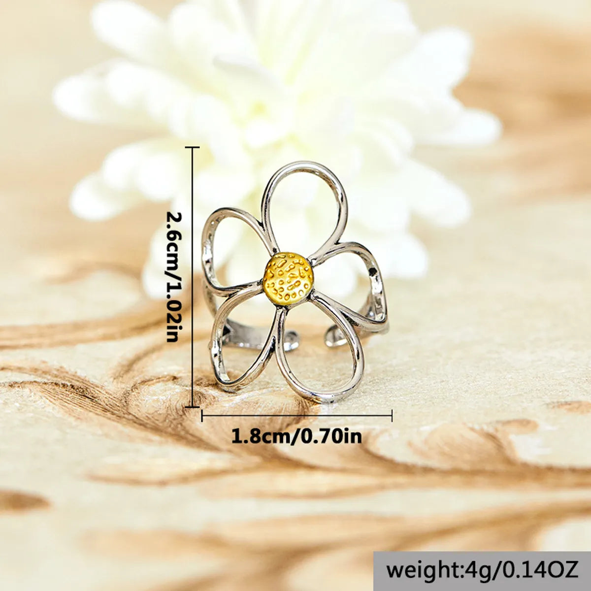 Retro Flower Alloy Plating Women'S Open Rings