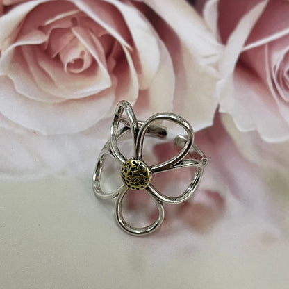 Retro Flower Alloy Plating Women'S Open Rings