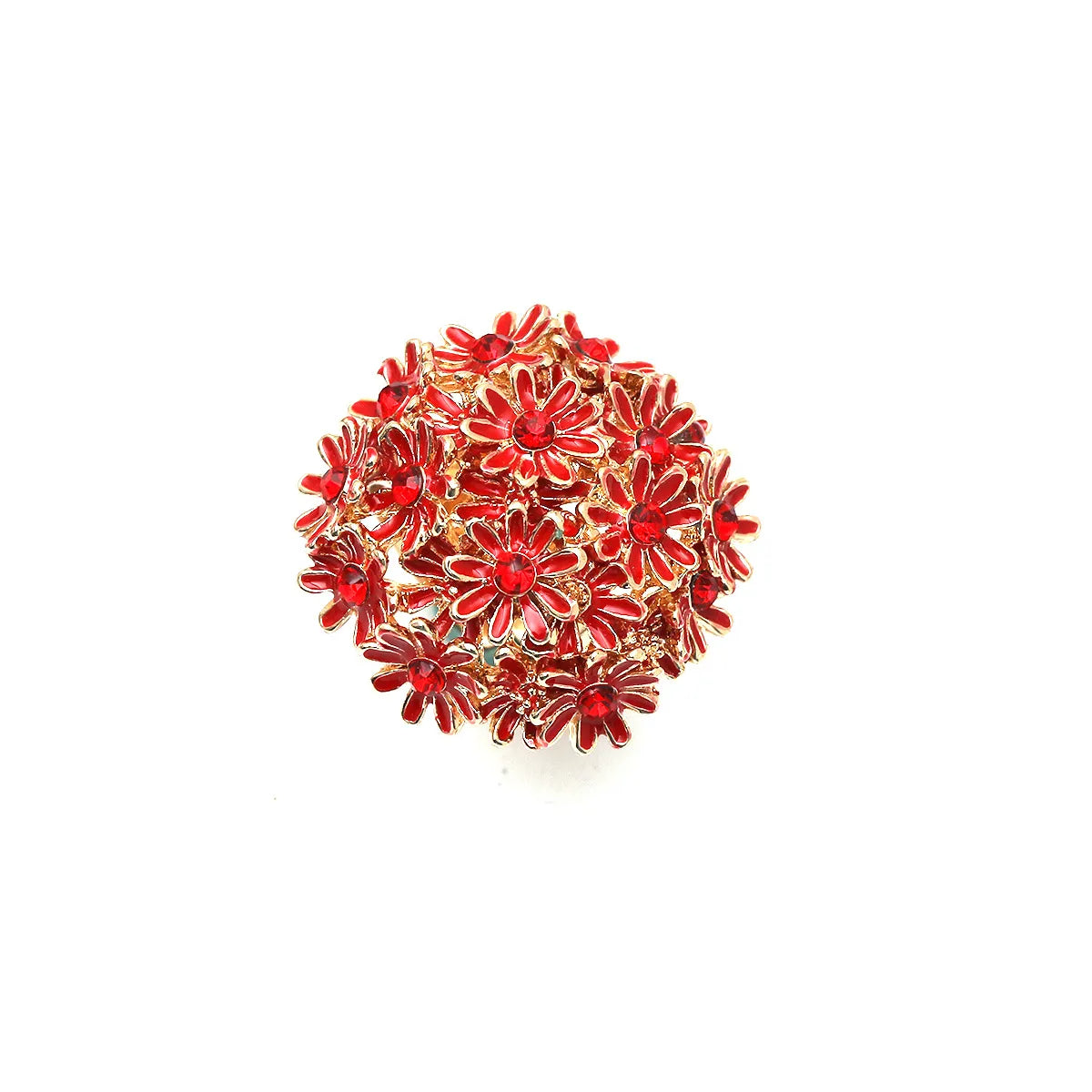 Retro Flower Alloy Rhinestone Enamel Women'S Rings