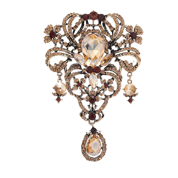 Retro Flower Alloy Rhinestone Women'S Brooches