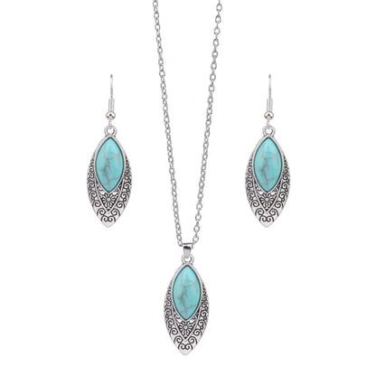 Retro Flower Alloy Turquoise Wholesale Jewelry Set