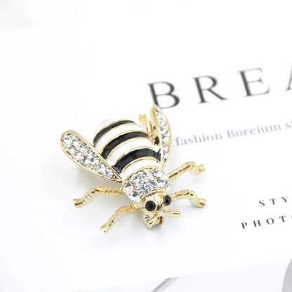 Retro Flower Bee Imitation Pearl Alloy Enamel Rhinestones Women'S Brooches