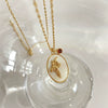 Retro Flower Oval Shell Pendant Necklace Copper